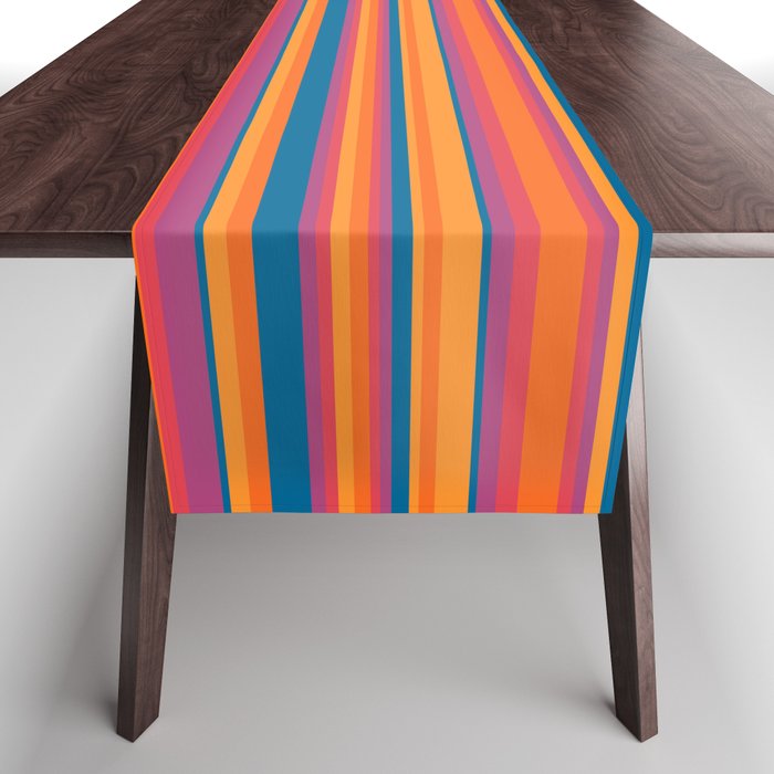 Classic Stripes III - Retro Rainbow  Table Runner Gallery Image 1