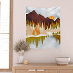 Winter Lake Forest Wall Tapestry Gallery Image 2
