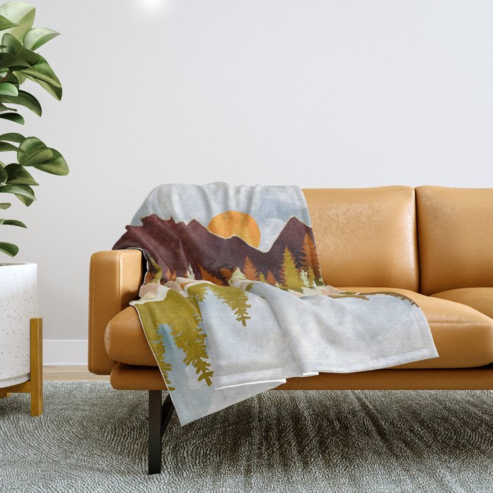 Winter Lake Forest Throw Blanket Gallery Image 1