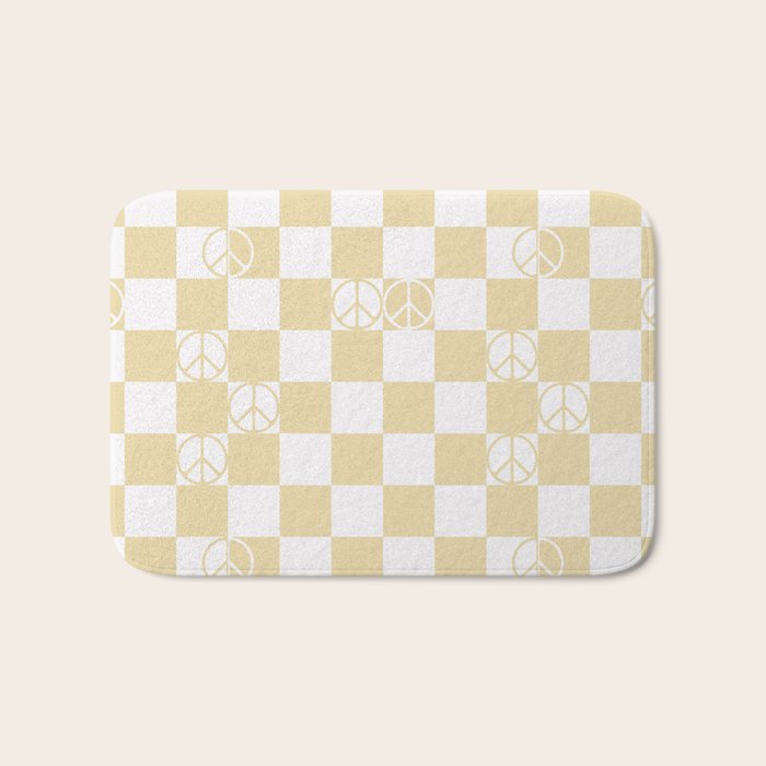 Checkered Peace Sign (Sand Color) Bath Mat Gallery Image 1
