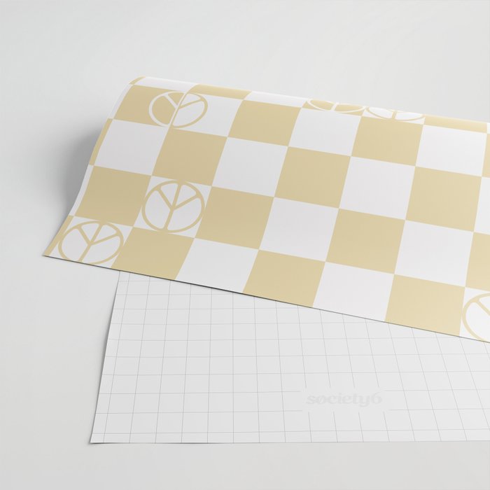 Checkered Peace Sign (Sand Color) Wrapping Paper Gallery Image 2