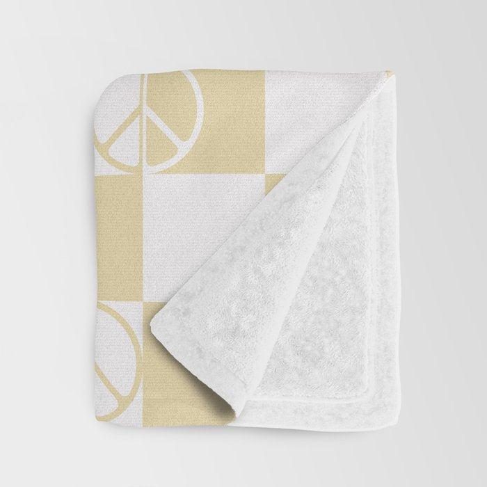 Checkered Peace Sign (Sand Color) Throw Blanket Gallery Image 3