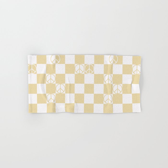 Checkered Peace Sign (Sand Color) Bath Towel Gallery Image 1