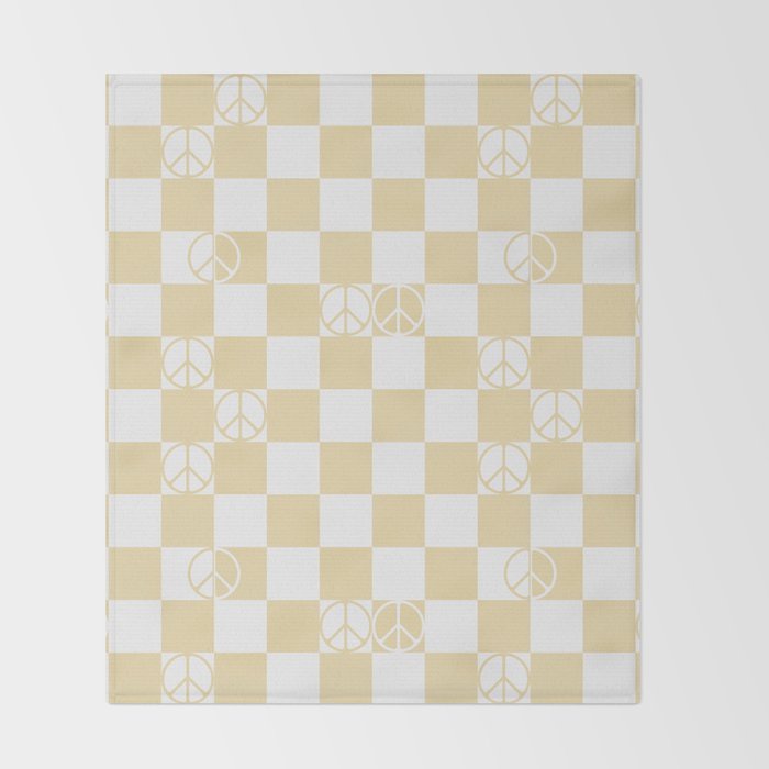 Checkered Peace Sign (Sand Color) Throw Blanket Gallery Image 2