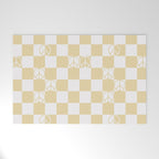 Checkered Peace Sign (Sand Color) Welcome Mat Gallery Image 1