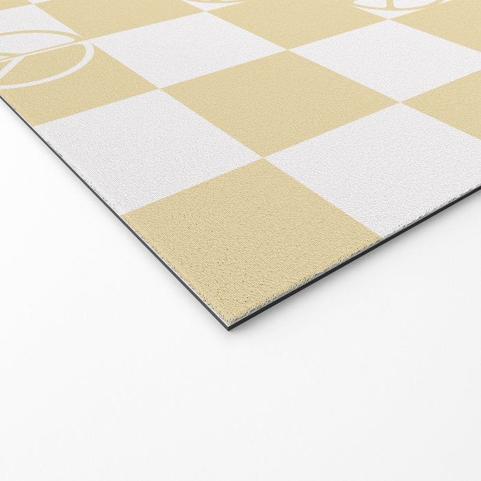 Checkered Peace Sign (Sand Color) Welcome Mat Gallery Image 2