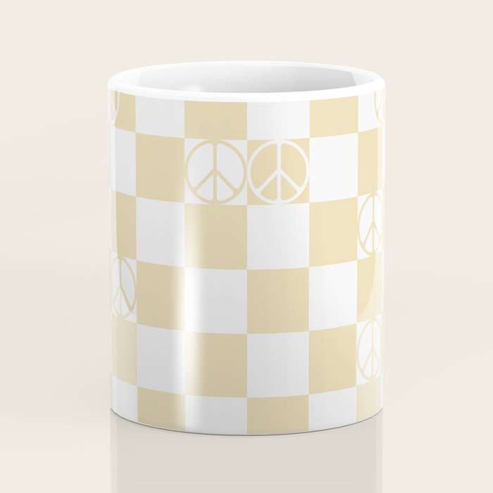 Checkered Peace Sign (Sand Color) Coffee Mug Gallery Image 4