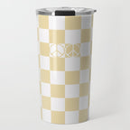 Checkered Peace Sign (Sand Color) Travel Mug Gallery Image 1