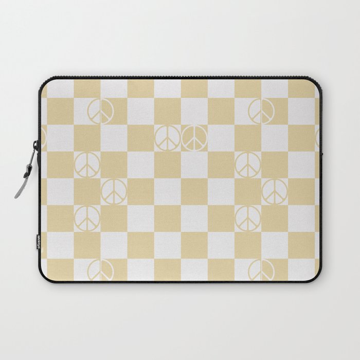 Checkered Peace Sign (Sand Color) Laptop Sleeve Gallery Image 1