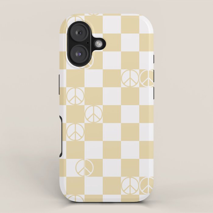 Checkered Peace Sign (Sand Color) iPhone Case Gallery Image 1