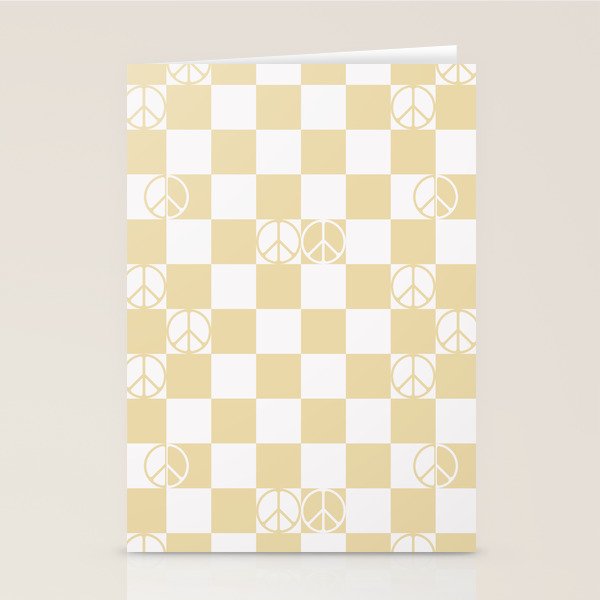 Checkered Peace Sign (Sand Color) Stationery Card Gallery Image 2