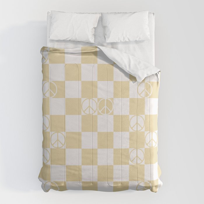 Checkered Peace Sign (Sand Color) Comforter Gallery Image 6