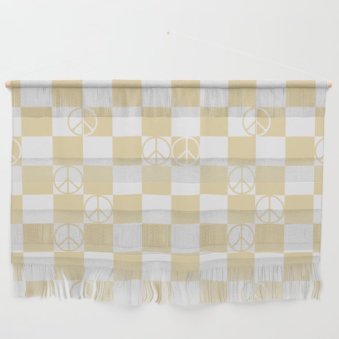 Checkered Peace Sign (Sand Color) Wall Hanging Gallery Image 1
