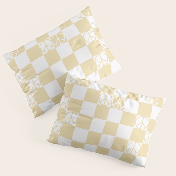 Checkered Peace Sign (Sand Color) Pillow Sham Gallery Image 3