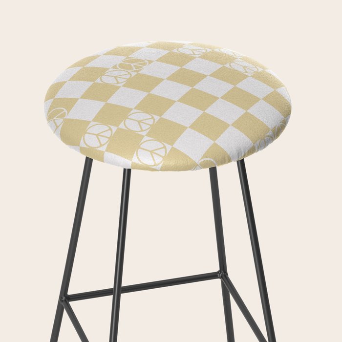 Checkered Peace Sign (Sand Color) Stool Gallery Image 2