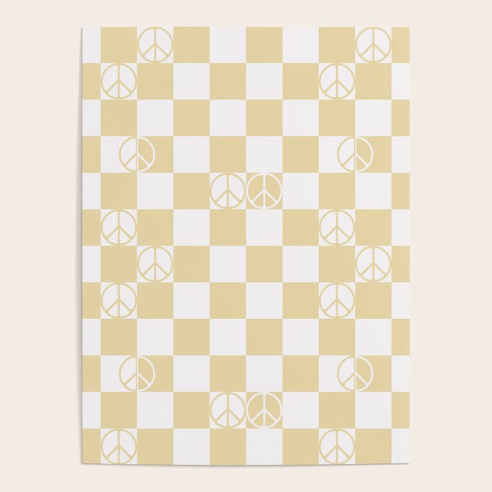 Checkered Peace Sign (Sand Color) Poster Gallery Image 1