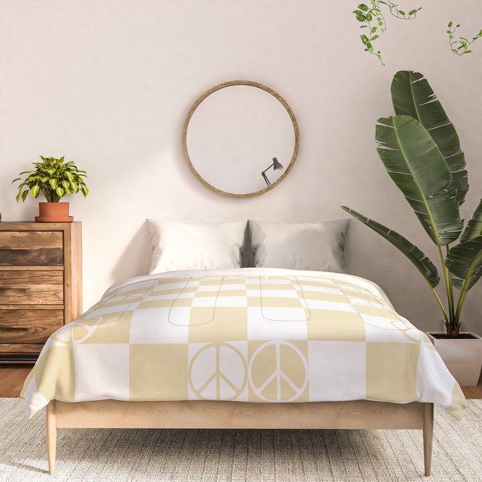 Checkered Peace Sign (Sand Color) Comforter Gallery Image 3