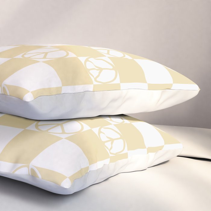 Checkered Peace Sign (Sand Color) Pillow Sham Gallery Image 3