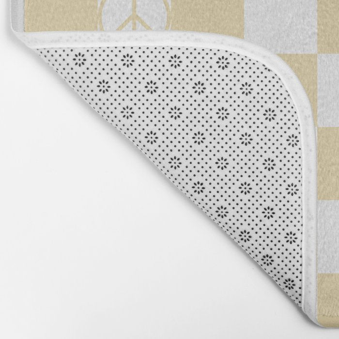 Checkered Peace Sign (Sand Color) Bath Mat Gallery Image 2