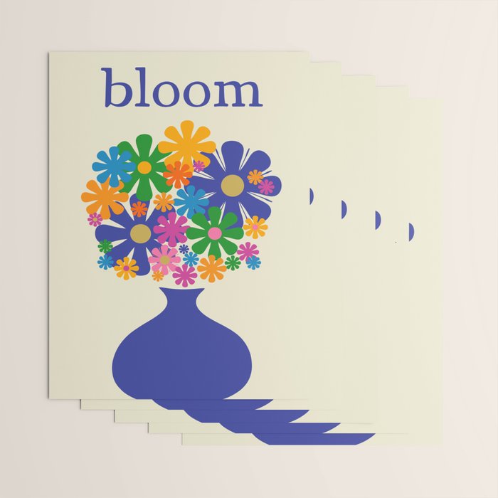 Mid Century Modern Flower Bloom Cheerful Retro Flowers in Vase Wrapping Paper Gallery Image 3
