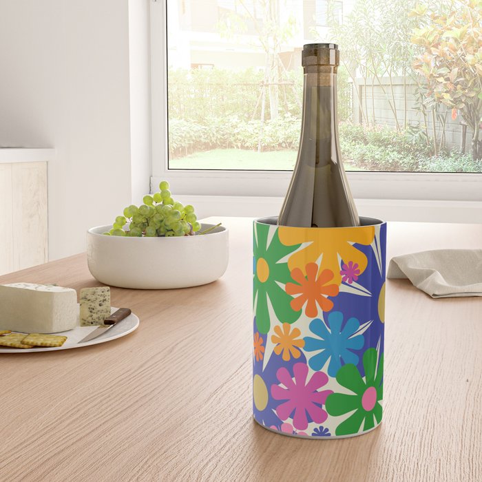 Mid Century Modern Flower Bloom Cheerful Retro Flowers in Vase Wine Chiller Gallery Image 4