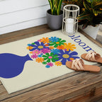 Mid Century Modern Flower Bloom Cheerful Retro Flowers in Vase Outdoor Rug Gallery Image 2