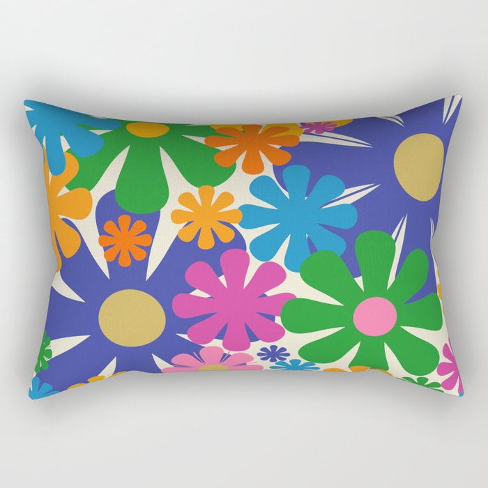 Mid Century Modern Flower Bloom Cheerful Retro Flowers in Vase Rectangular Pillow Gallery Image 2