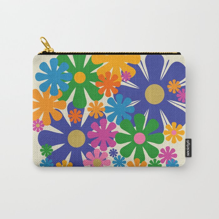 Mid Century Modern Flower Bloom Cheerful Retro Flowers in Vase Carry All Pouch Gallery Image 1