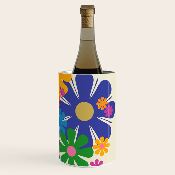 Mid Century Modern Flower Bloom Cheerful Retro Flowers in Vase Wine Chiller Gallery Image 3