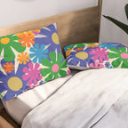 Mid Century Modern Flower Bloom Cheerful Retro Flowers in Vase Pillow Sham Gallery Image 2