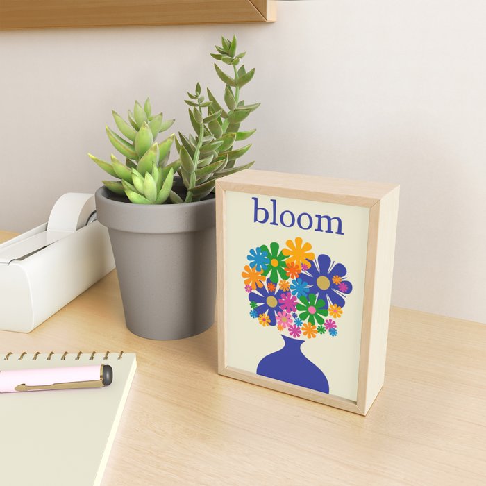 Mid Century Modern Flower Bloom Cheerful Retro Flowers in Vase Mini Art Print Gallery Image 2