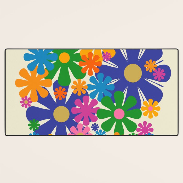 Mid Century Modern Flower Bloom Cheerful Retro Flowers in Vase Desk Mat Gallery Image 3