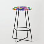 Mid Century Modern Flower Bloom Cheerful Retro Flowers in Vase Stool Gallery Image 1