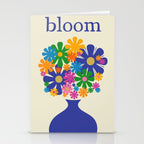 Mid Century Modern Flower Bloom Cheerful Retro Flowers in Vase Stationery Card Gallery Image 2