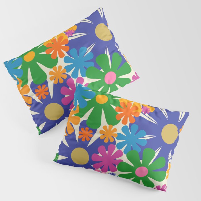 Mid Century Modern Flower Bloom Cheerful Retro Flowers in Vase Pillow Sham Gallery Image 3