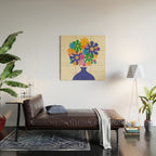 Mid Century Modern Flower Bloom Cheerful Retro Flowers in Vase Wood Wall Art Gallery Image 2