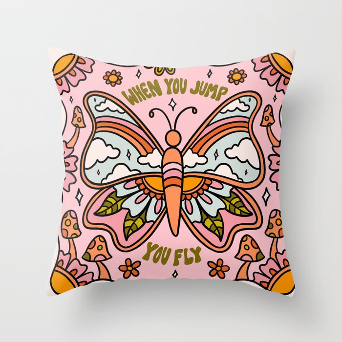 When You Jump You Fly Throw Pillow Gallery Image 1