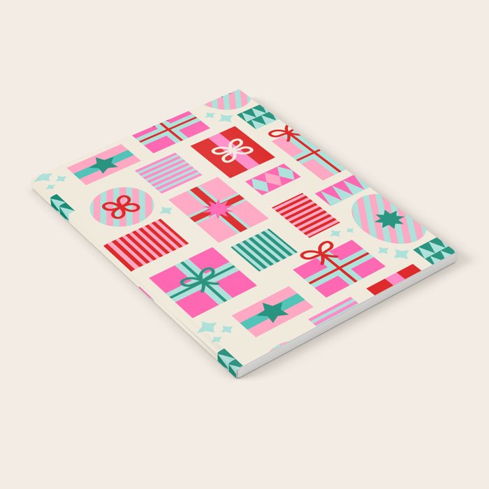 Retro Geometric Christmas Gift pattern on Cream Notebook Gallery Image 2