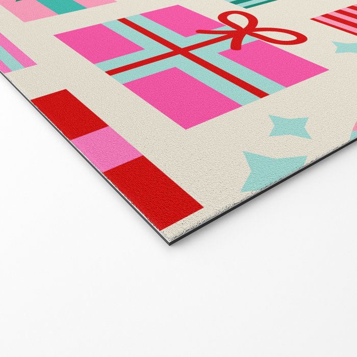 Retro Geometric Christmas Gift pattern on Cream Welcome Mat Gallery Image 2