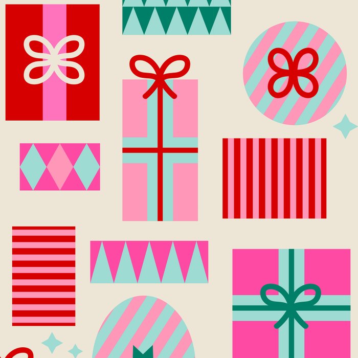 Retro Geometric Christmas Gift pattern on Cream Coffee Mug Gallery Image 2
