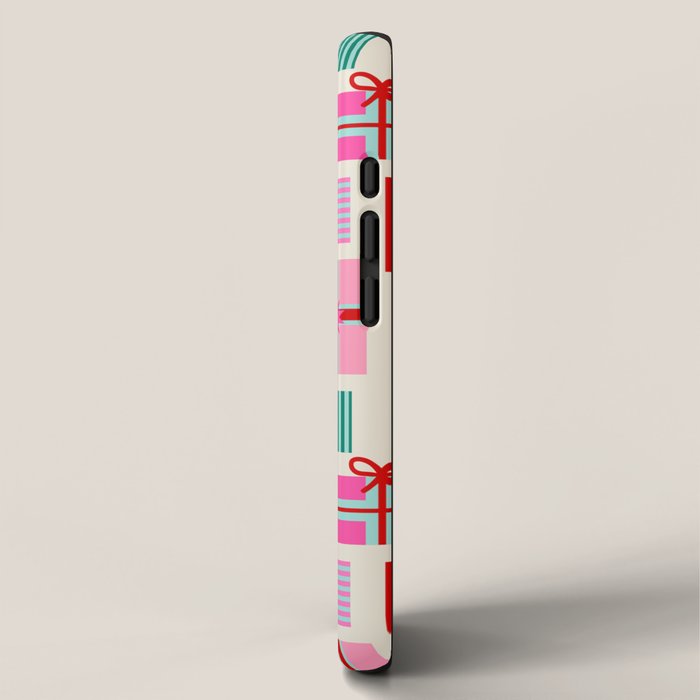 Retro Geometric Christmas Gift pattern on Cream iPhone Case Gallery Image 2