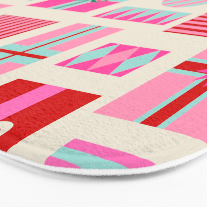 Retro Geometric Christmas Gift pattern on Cream Bath Mat Gallery Image 3