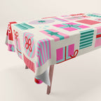 Retro Geometric Christmas Gift pattern on Cream Tablecloth Gallery Image 1