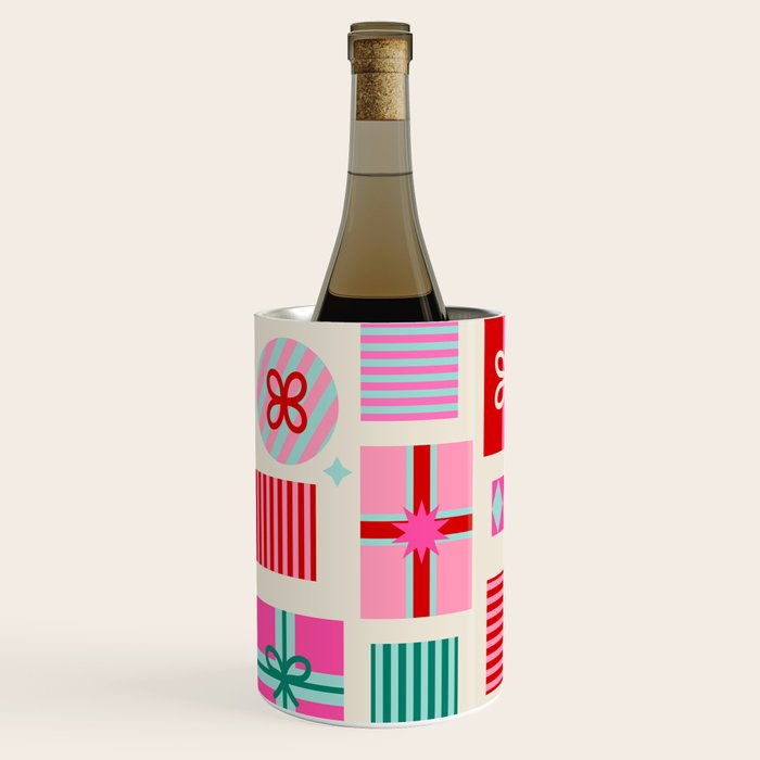 Retro Geometric Christmas Gift pattern on Cream Wine Chiller Gallery Image 3