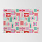 Retro Geometric Christmas Gift pattern on Cream Rug Gallery Image 2