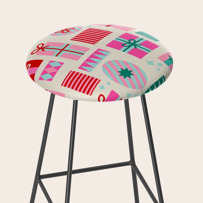 Retro Geometric Christmas Gift pattern on Cream Stool Gallery Image 2