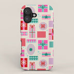 Retro Geometric Christmas Gift pattern on Cream iPhone Case Gallery Image 1