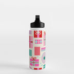 Retro Geometric Christmas Gift pattern on Cream Water Bottle Gallery Image 3