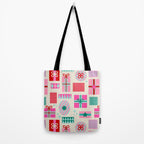 Retro Geometric Christmas Gift pattern on Cream Tote Bag Gallery Image 2