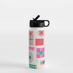 Retro Geometric Christmas Gift pattern on Cream Water Bottle Gallery Image 1